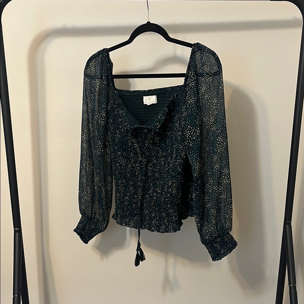 Lost + Wander Black Ruffled Long Sleeve Blouse